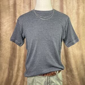 Vintage Y2K Gray Ribbed Shirt Short Sleeve Skater Streetwear Indie Sleaze Urban